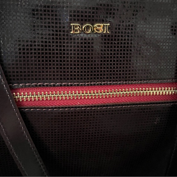 VTG BOSI Deep Burgandy/Merlot RedLEATHER Bottom Studs TOTE/SATCHEL/SHOULDER BAG - Picture 2 of 16